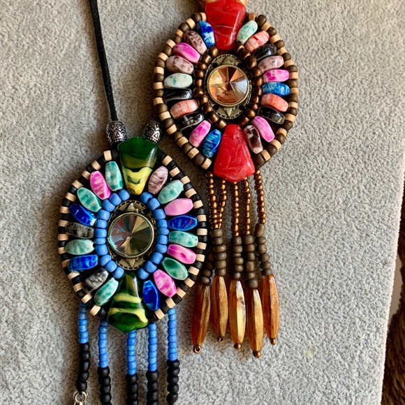 Handmade Colorful Boho Long Bead Dangle Necklaces - Picture 4 of 8